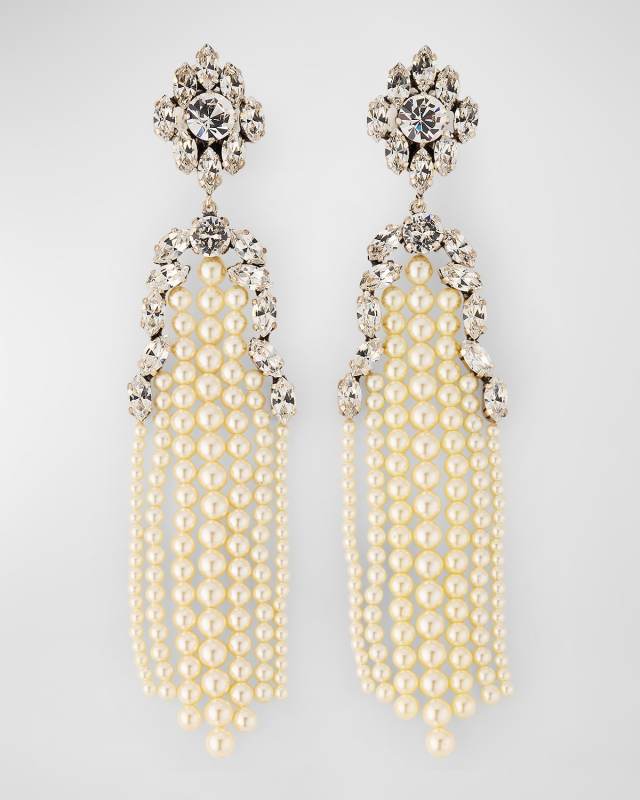 Glass Pearl Chandelier Earrings